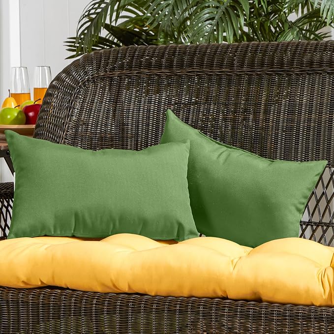 South Pine Porch Outdoor 19x12-inch Rectangle Accent Pillow (Set of 2), Hunter Green