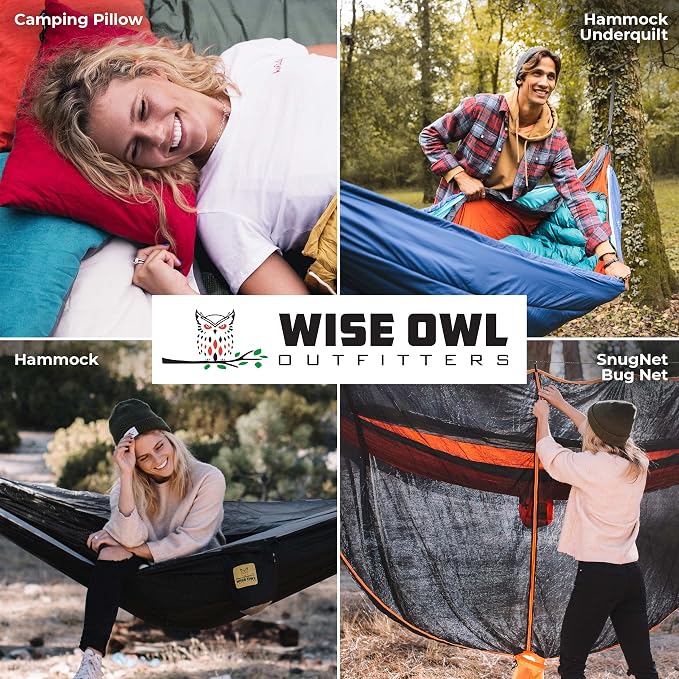 Wise Owl Outfitters Camping Hammock – up to 500lbs Portable Hammock with Tree Straps - Travel, Backpacking, Hiking, Outdoors Camping Gear - Single or Double