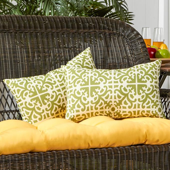 Greendale Home Fashions Outdoor 19x12 inch Rectangle Decorative Throw Pillow, 2-Pack, Moss 2 Count