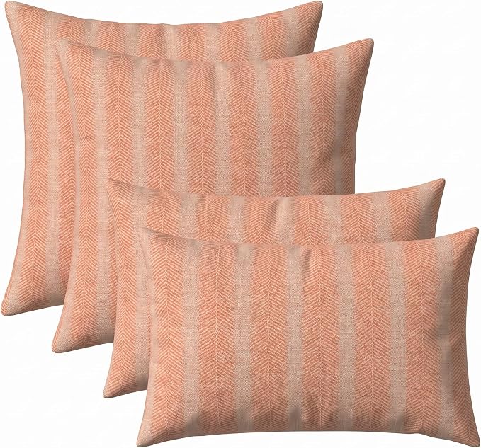 RSH DECOR: Sunbrella Lumbar & Square Pillows Set of 4 | 20" x 12" & 17" x 17" | Water and Fade-Resistant Performance Fabric | Outdoor Throw Pillows for Patio Furniture | Made in USA (Perception Spark)
