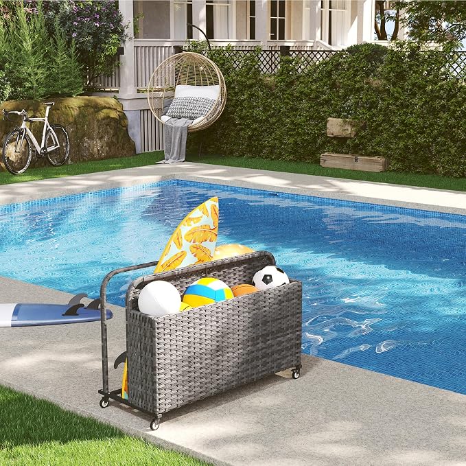 PE Rattan Poolside Outdoor Storage cart