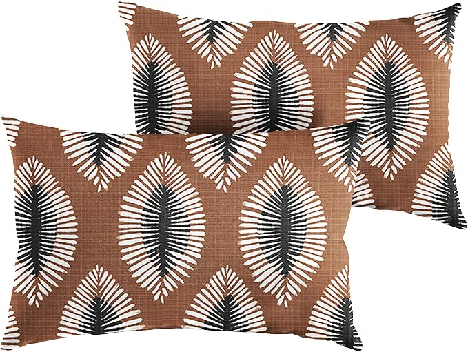 Sorra Home Hayden Outdoor/Indoor Pillow Set, 14 in x 24 in, Brown 2 Count