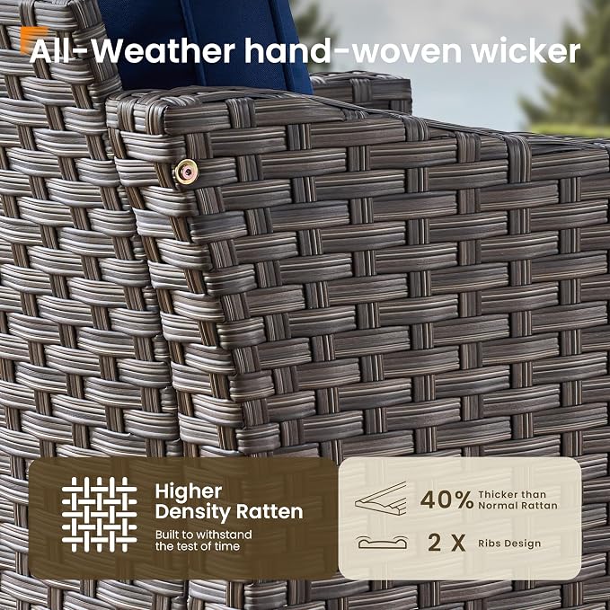 CAODOC Wicker Patio Furniture Set,8 Pieces Modern Outdoor Conversation Set Sectional Sofa with Cushion and Ottomans for Garden, Poolside, Backyard