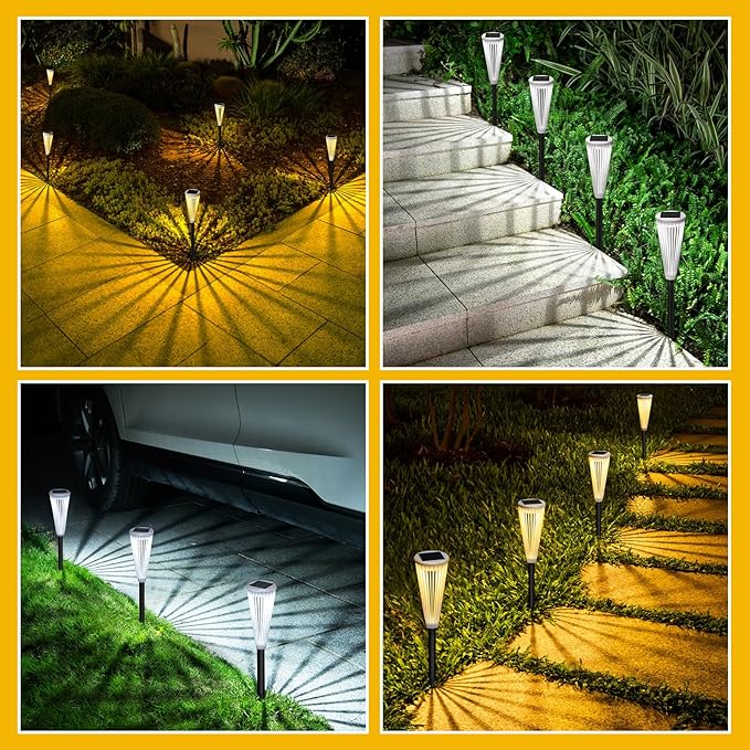 Hollow Solar Garden Lights Outdoor Landscape Courtyard Atmosphere Decorative Ground-Mounted Lawn Lights Solar Pathway Lights 6 Pack