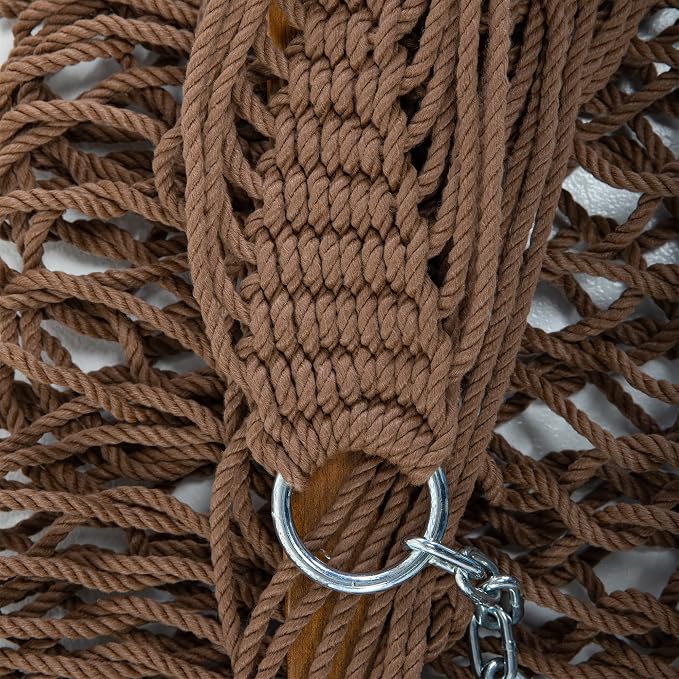 Original Pawleys Island Large Antique Brown DuraCord Rope Hammock – 13 ft. x 55 in., 2-Person, 450 lb Capacity, Oak Spreader Bar, Zinc-Plated Hardware, Handcrafted in the USA