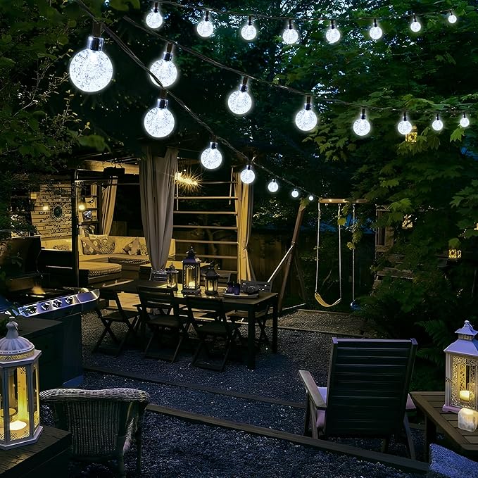 Joomer Solar String Lights Outdoor Waterproof, 65FT 100LED Globe, White | 8 Modes Waterproof Outdoor Solar Powered Patio Lights for Spring Summer Garden Lawn Gazebo Porch Backyard Tree Decorations