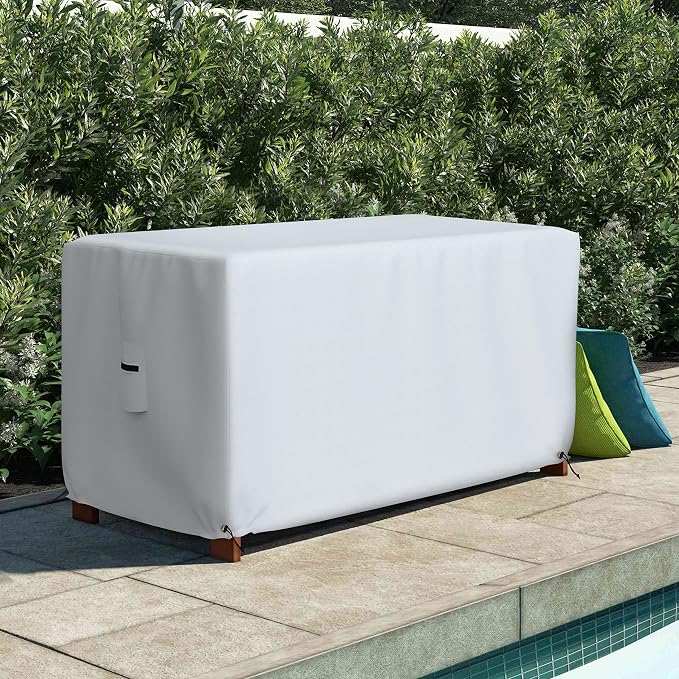 Covers & All Patio Deck Box Cover - Heavy Duty 12 Oz Waterproof Outdoor Yard Cushion Storage Box Protection 100% Weather Resistant with Air Pockets and Drawstring. (63” W X 30”D x 28”H, White)