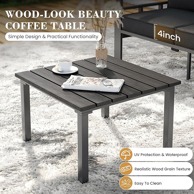 UDPATIO Aluminum Outdoor Furniture, Patio Chairs Set of 2 | With Outdoor Table, All-Weather & UV-Resistant, Washable Cover for Deck, Backyard, Poolside, Dark Gray