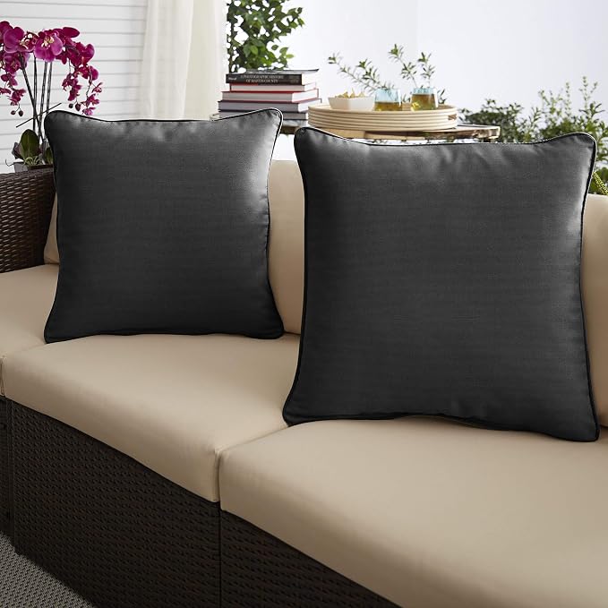 Mozaic AMZ353601SP Sunbrella Canvas Black Outdoor Pillow Set, 18 x 18