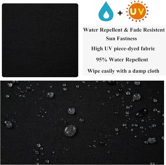 FUNHOME Outdoor Cushion Covers,42" x 18" x 3", No Insert! Patio Cushion Covers,Water Resistant Patio Bench Loveseat Cushion Covers 1 Pack, Black(Covers ONLY)