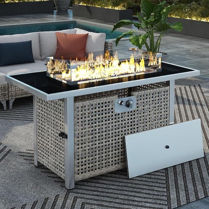VilroCaz 8-Piece Outdoor Patio Furniture Set, Wicker Sectional Sofa wThick Seat Cushions, All-Weather Conversation Sofa Sets with Coffee Table for Outdoor Couch, Porch, Backyard (Grey-8C)