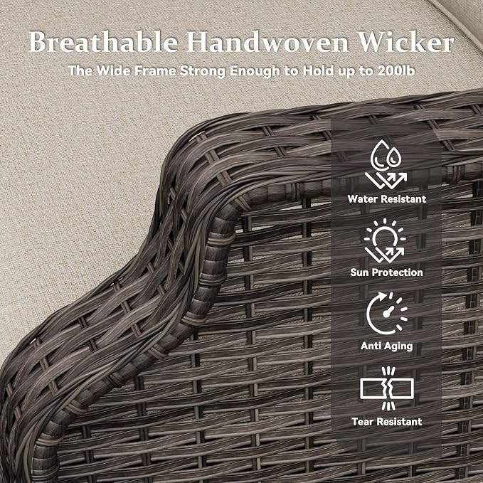 Patio Wicker Chairs Set of 2, Outdoor PE Conversation Bistro Chair Set with Cushions for Garden, Backyard, Balcony and Deck