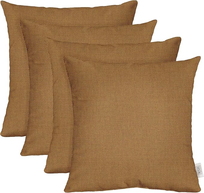 RSH DECOR: Sunbrella Square Throw Pillows Set of 4 | 24" x 24" | Water and Fade-Resistant Performance Fabric | Outdoor Pillow Covers with Down-Alternative Inserts | Made in USA (Sailcloth Sienna Tan)