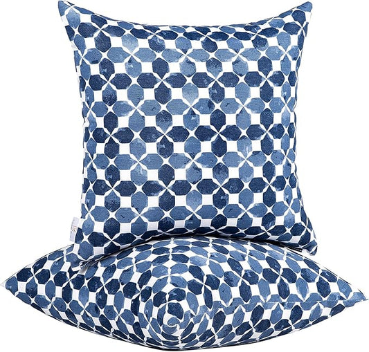 JMGBird Blue Throw Pillows Outdoor Pillow Inserts Included | 18x18 Outdoor Pillows Waterproof Outdoor Throw Pillow set of 2 Outdoor Patio Pillows for couch