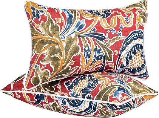 JMGBird Colorful Pillows Red Outdoor Pillows with Inserts Included | 12 x 20 Outdoor Pillow insert Waterproof Outdoor Throw Pillows Patio Pillows for outdoor furniture