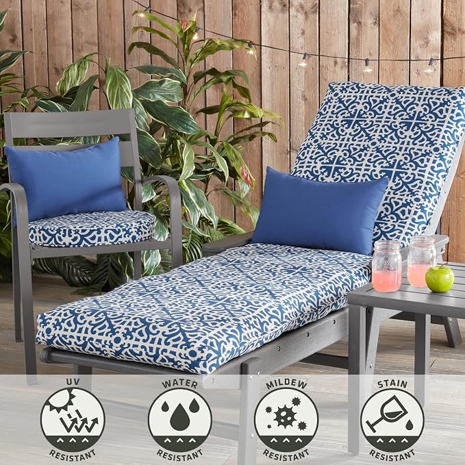 Greendale Home Fashions 2-Pack Outdoor 19x12 inch Rectangle Decorative Throw Pillow, Blue