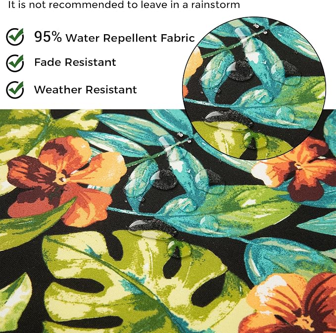 Lumbar Pillow with Insert, Set of 2, Outdoor Indoor Waterproof Decorative Patio Lumbar Pillow 12x20 Inch, Rectangular Cushion for Couch Sofa Garden Farmhouse Decoration-Tropical Green Leaves