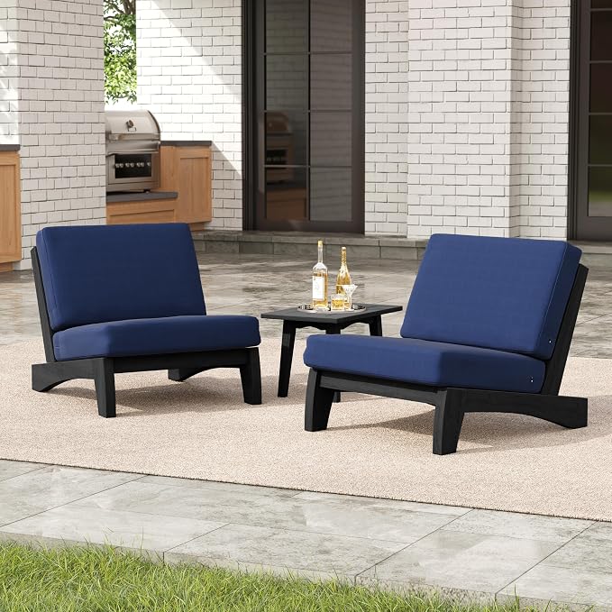 3 Pieces Patio Furniture Sets, All-Weather Outdoor Wood Bistro Set Patio Conversation Side Table Chiars for Balcony, Backyard
