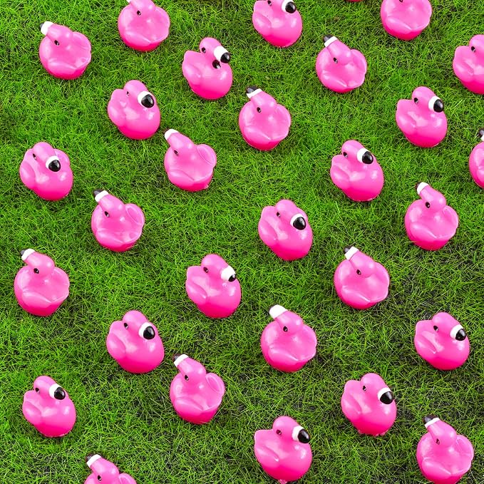 150PCS Mini Resin Animals Cute Rose Pink Tiny Flamingo Ducks, Miniature Figures to Hide, Small Animal Accessories Bulk for Topper Garden Dollhouse Landscape Aquarium Ornaments DIY Crafts & Decor