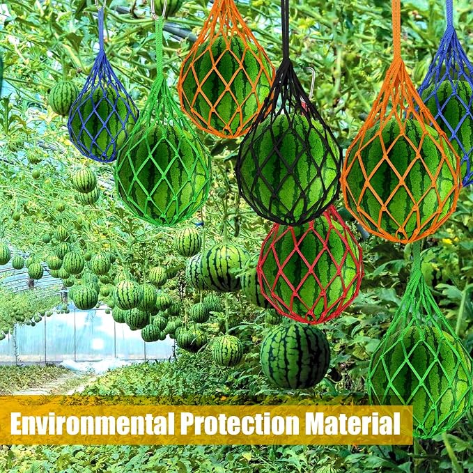 12 Pack Melon Hammocks Cradles, Melon Hammock Mesh Bags for Trellis, Heavy Duty Watermelon Nets with Hooks, Breathable, Durable & Easy - Install Fruit Support Net(Red)