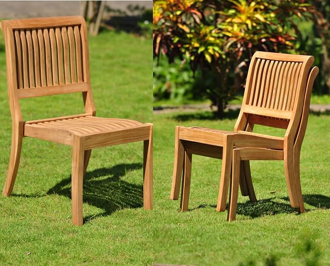 6 Seater 7 Pc Grade-A Teak Wood Dining Set: 94" Oval Table and 2 Stacking Arbor Arm & 4 Armless Chairs #TSDSABy