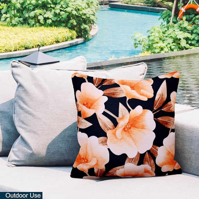 COZY TRENDS Decorative Indoor Outdoor Waterproof Throw Pillows with Inserts - Stylish Comfort for Your Patio Furniture, Garden Chairs, or Indoor Décor (18''X18'', Black)