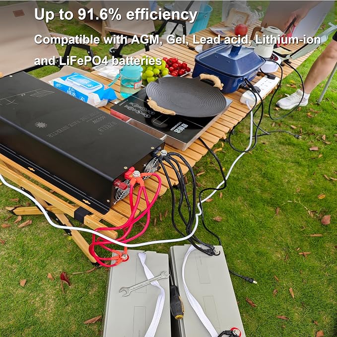 WZRELB 5000W 48V Pure Sine Wave Inverter,48 Volt DC to AC 120V 240V Split Phase Power Inverter,15ft LCD Remote Panel,2*AC Hardwire Terminal,10KW Surge