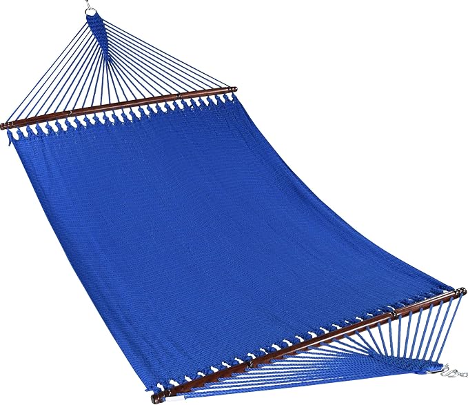 Jumbo Caribbean Hammock and Metal Tribeam Stand (Dark Blue)
