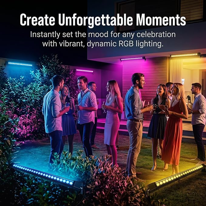 2Pack 48'' RGB Wall Washer Lights 72W 120V IP67 Waterproof Plug-in | Plug in/Outdoor LED Light Bar/Lifespan 50K Hr/150° Adjustable/Yard Building Christmas Hotels Restaurants Live Music Shows