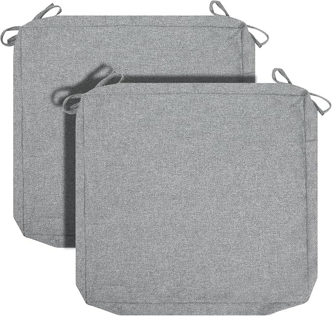 FUNHOME 2 Pack Outdoor Cushion Covers 24" x 24" x 4", No Insert! Water-Resistant Patio Chair Seat Cushion Covers with Zipper and Tie, Replacement Cover Only(Light Grey)