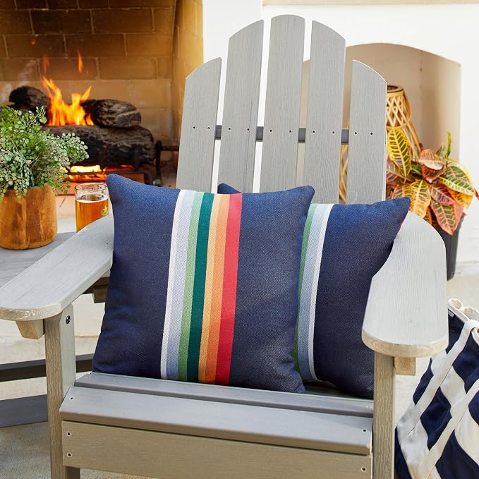 Sorra Home Pendleton Knife Edge Set of 2 Decorative Outdoor Pillow, 18 in, Crater Lake Surf 2 Pound