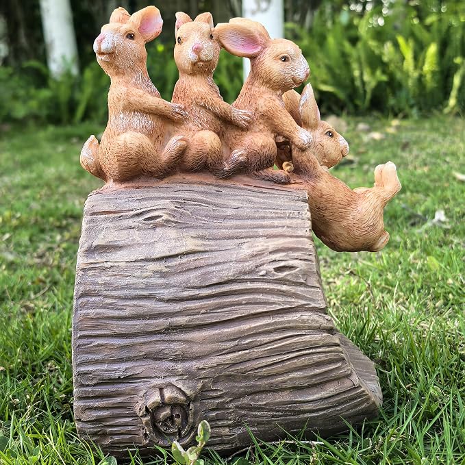 Decorative Gutter Downspout Extensions Statue,3" x 4" Downspout Extension Sculpture,Rabbit Decorative Rain Gutter Downspout Extension Figurine Decor Sculpture for Lawn Yard