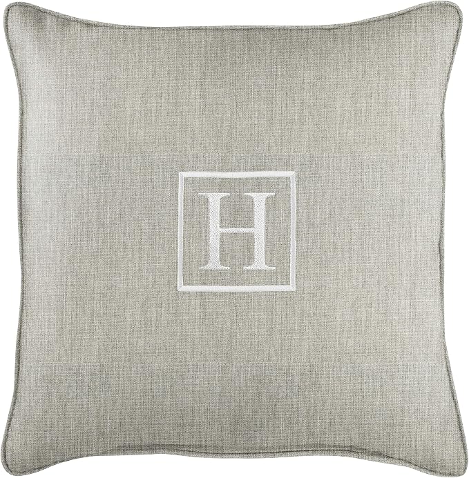 Sorra Home AMZ175911SP 18 H Embroidered Lumbar Pillow, Gray-13 in x 20 in, Sunbrella - Canvas Granite