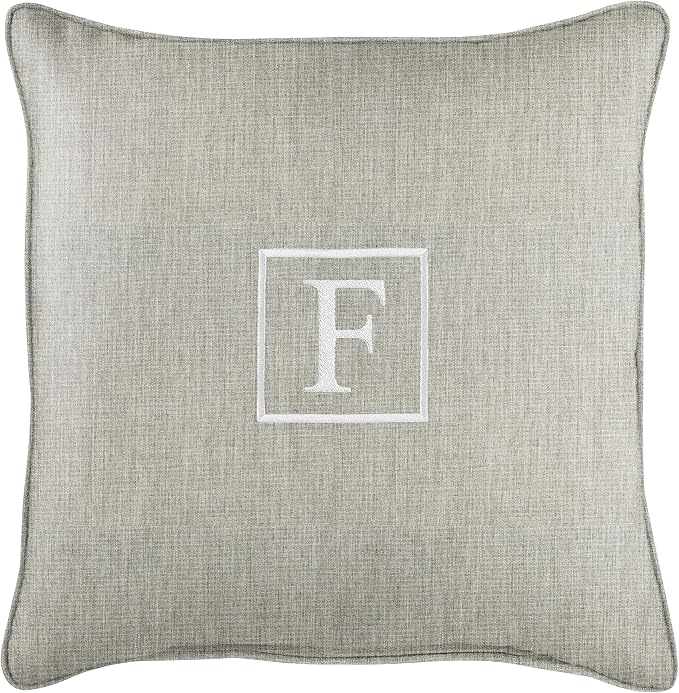 Sorra Home AMZ765911SP 18 F Embroidered Lumbar Pillow, Gray-13 in x 20 in, Sunbrella - Canvas Granite