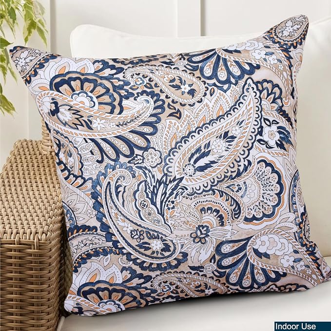 COZY TRENDS Decorative Indoor Outdoor Waterproof Throw Pillows with Inserts - Stylish Comfort for Your Patio Furniture, Garden Chairs, or Indoor Décor (18''X18'', Beige)