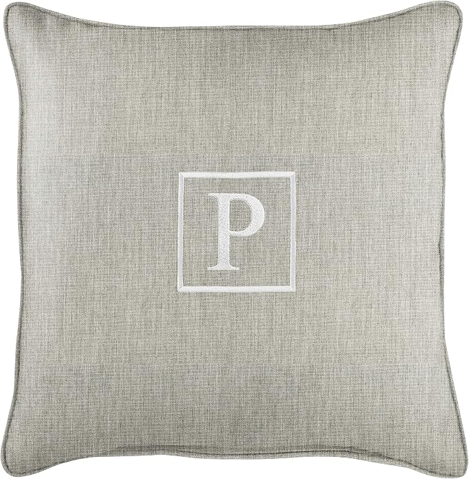 Sorra Home AMZ785911SP 18 P Embroidered Lumbar Pillow, Gray-13 in x 20 in, Sunbrella - Canvas Granite