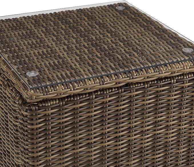 Crosley Furniture Bradenton 5-Piece Outdoor Sofa Patio Furniture Set, Wicker Conversation Sets for Porch, Brown with Sand Cushions