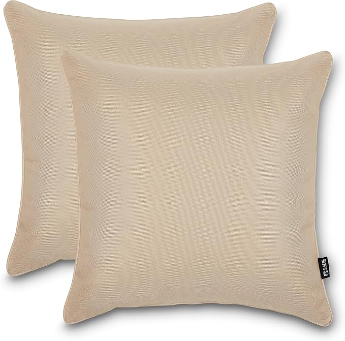 Classic Accessories Montlake FadeSafe Indoor/Outdoor Accent Pillows, 20 x 20 x 8 Inch, 2 Pack, Antique Beige