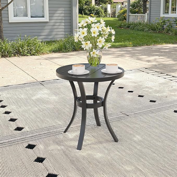3 Pieces Patio Dining Set, 2 Outdoor Swivel Dining Chairs with 18.5" Round Outdoor Dining Table, All Weather Textilene Patio Chairs and Metal Table for Garden Backyard, Grey & Black