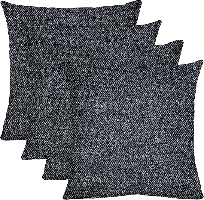 RSH DECOR: Sunbrella Square Throw Pillows Set of 4 | 22" x 22" | Water & Fade-Resistant Performance Fabric | Outdoor Pillow Covers with Down-Alternative Inserts | Made in USA (Calder Midnight Indigo)