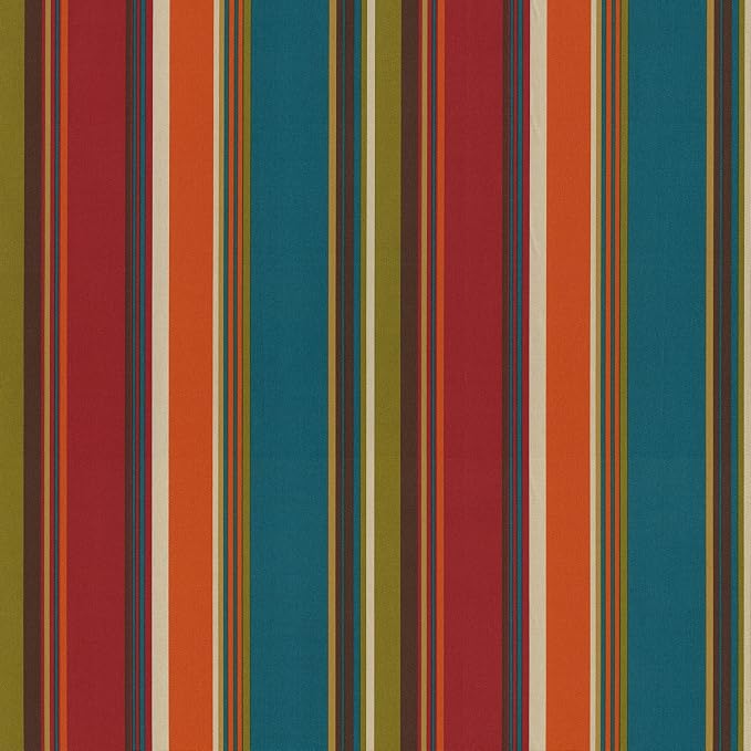 Pillow Perfect Stripe Indoor/Outdoor Chair Seat Cushion with Ties, Tufted, Weather, and Fade Resistant, 18.5" x 19", Red/Brown Westport, 2 Count