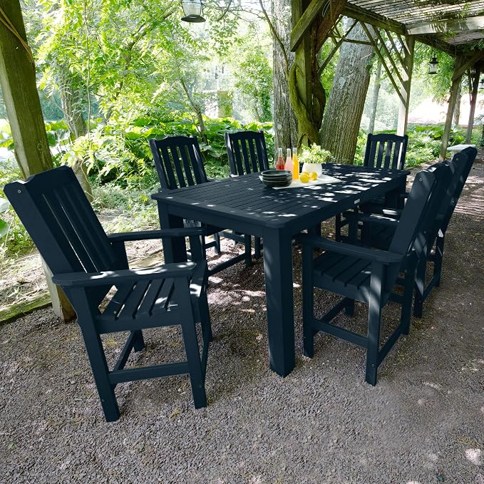 Highwood AD-ST7LH2CO4BA-FBE Lehigh 7pc Rectangular Counter Height Dining Set 72" x 42", Federal Blue