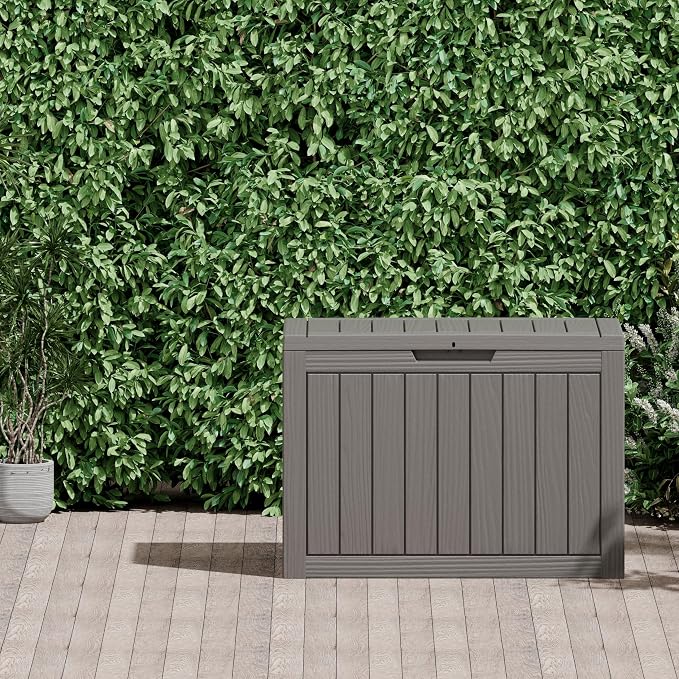 45 Gallon Outdoor Storage Box, Waterproof Resin Deck Box with Lockable Lid – Storage Cabinet for Patio Furniture, Pool Supplies, Garden Tools – Indoor & Outdoor Use