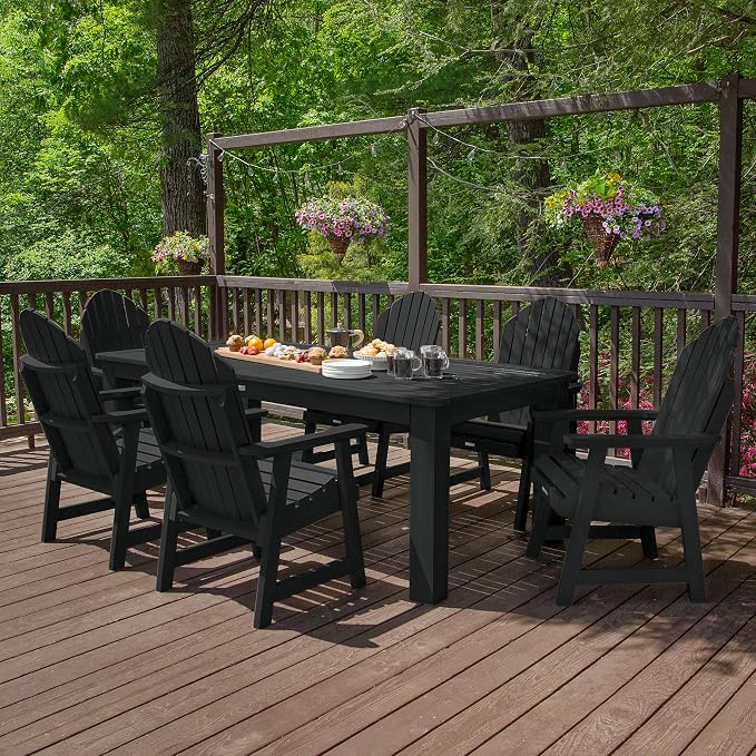 Highwood Hamilton Adirondack 7pc Dining Set, 84" x 42", Dining Height, Black