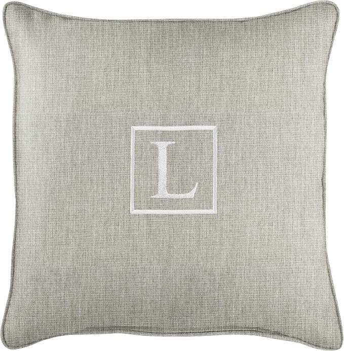 Sorra Home AMZ975911SP 18 L Embroidered Lumbar Pillow, Gray-13 in x 20 in, Sunbrella - Canvas Granite