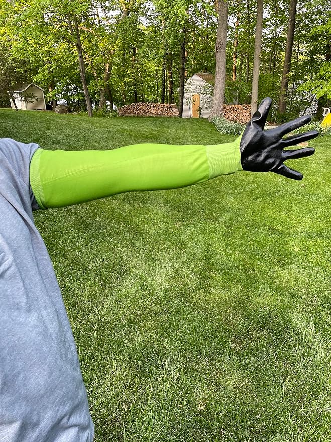Long Sleeve Gardening Gloves Protection Sleeves, No-Slip Grip & Full Arm Guard Garden Cuffs; Durable, Protective