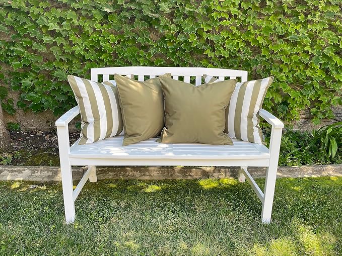 Pack of 2 Outdoor 20''x20'' Waterproof Olive Green Throw Pillow Covers Decorative Square Patio Pillows for Patio Furniture (Martini Olive)