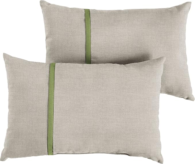 Sorra Home Sunbrella Solid Pillow Set, 12 in x 18 in, Silver Grey & Cilantro Green