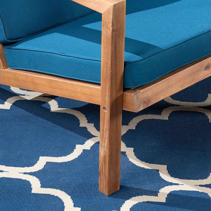 Christopher Knight Home Nick Outdoor 3 Piece Acacia Wood Chat Set, Brown Patina and Dark Teal