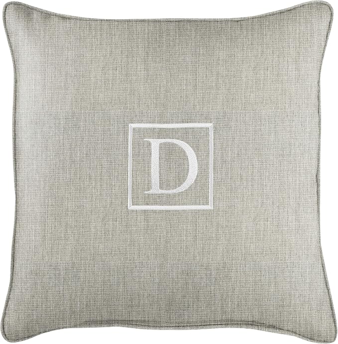 Sorra Home AMZ365911SP 18 D Embroidered Lumbar Pillow, Gray-13 in x 20 in, Sunbrella - Canvas Granite